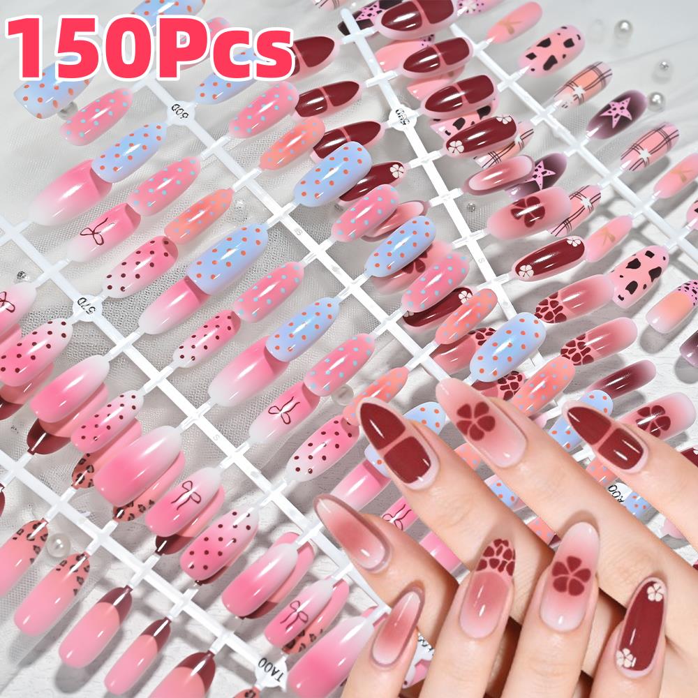 Nail Art Leopard - 150 шт. розово-голубых накладных ногтей с