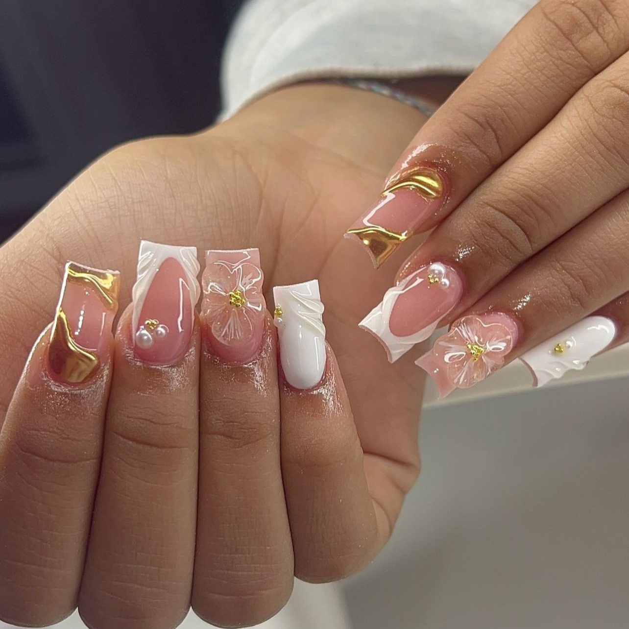 Nail Art Press On - 24 шт. милые средние квадратные накладные