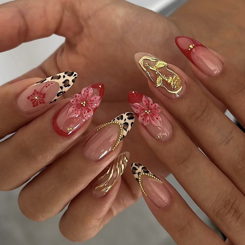 Nail Art Leopard - 24 шт. накладных ногтей с леопардовым