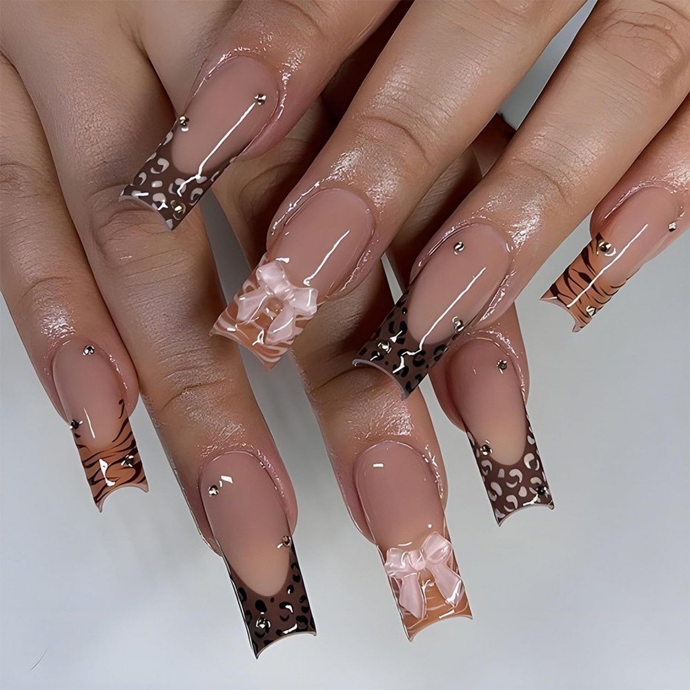 Nail Art Leopard - Накладные акриловые ногти с леопардовым принтом