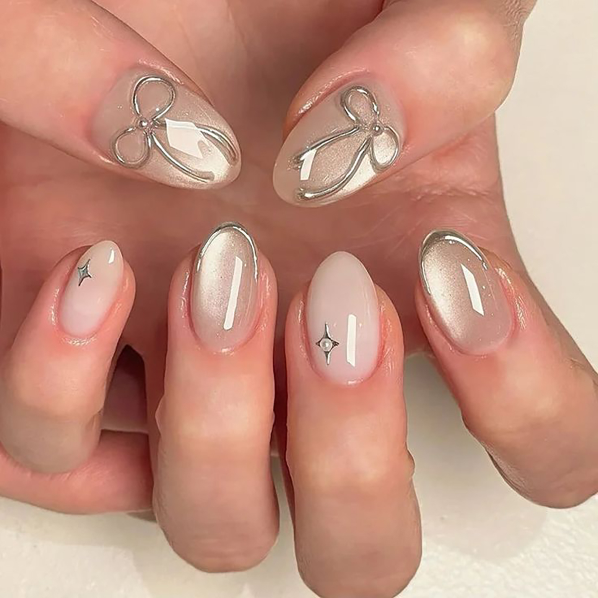 Nail Art Wedding - 24 шт. коротких круглых накладных ногтей