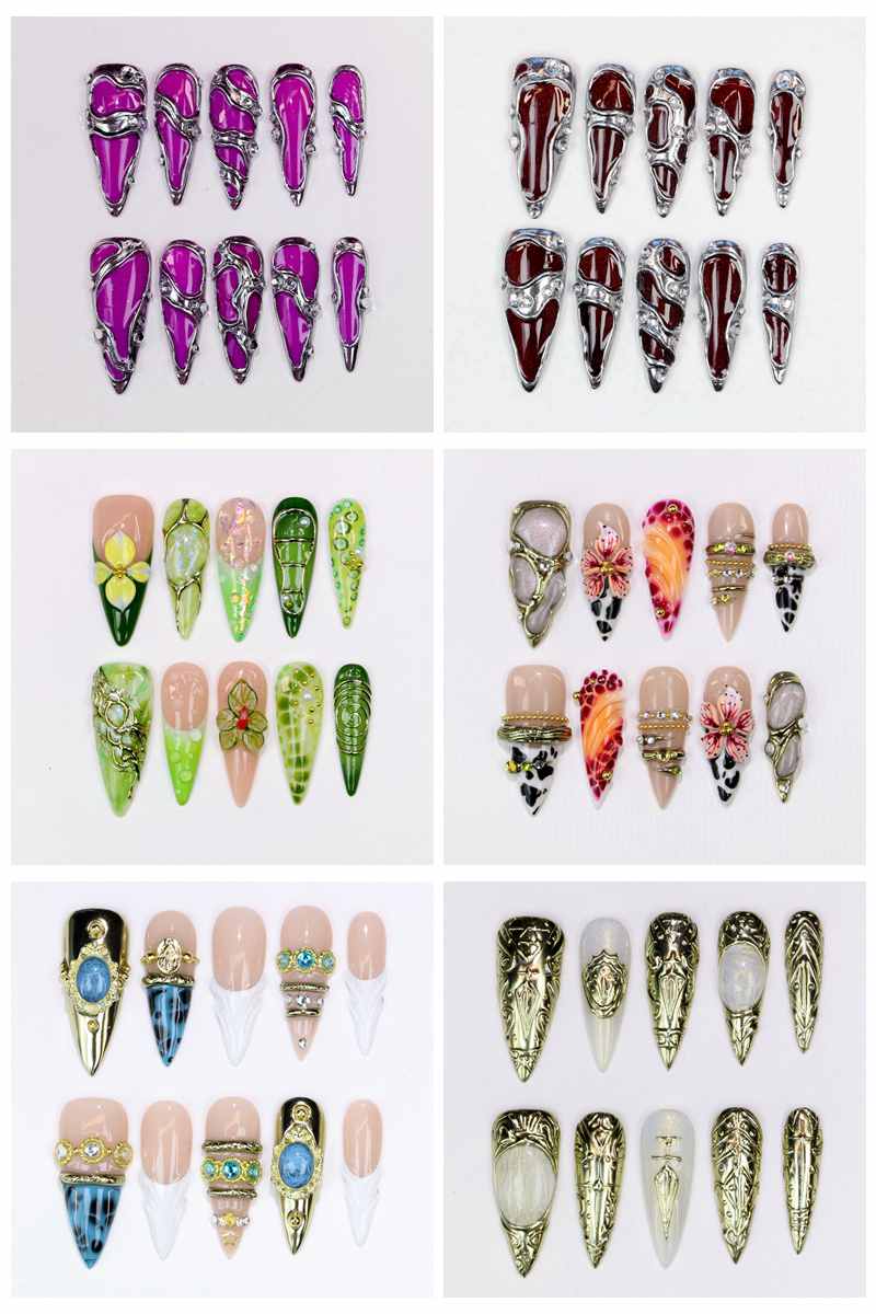 Nail Art Wedding - 10 шт. длинных накладных ногтей-стилетов с