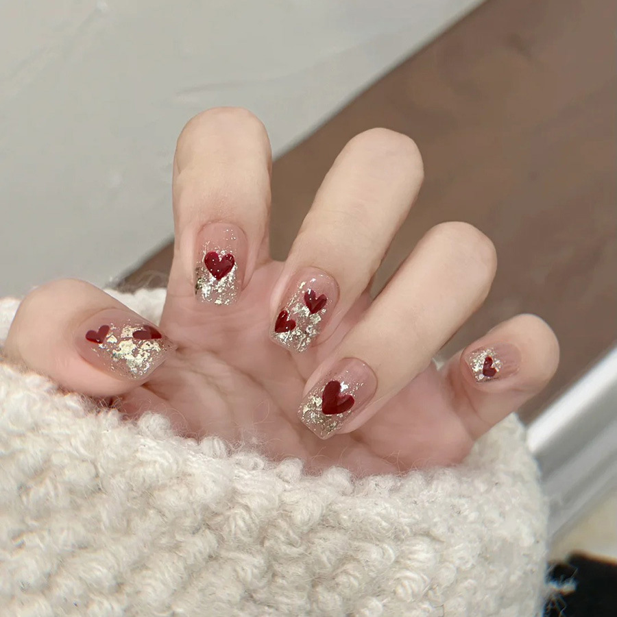 Nail Art Press On - 24 шт./набор, короткие квадратные накладные ногти