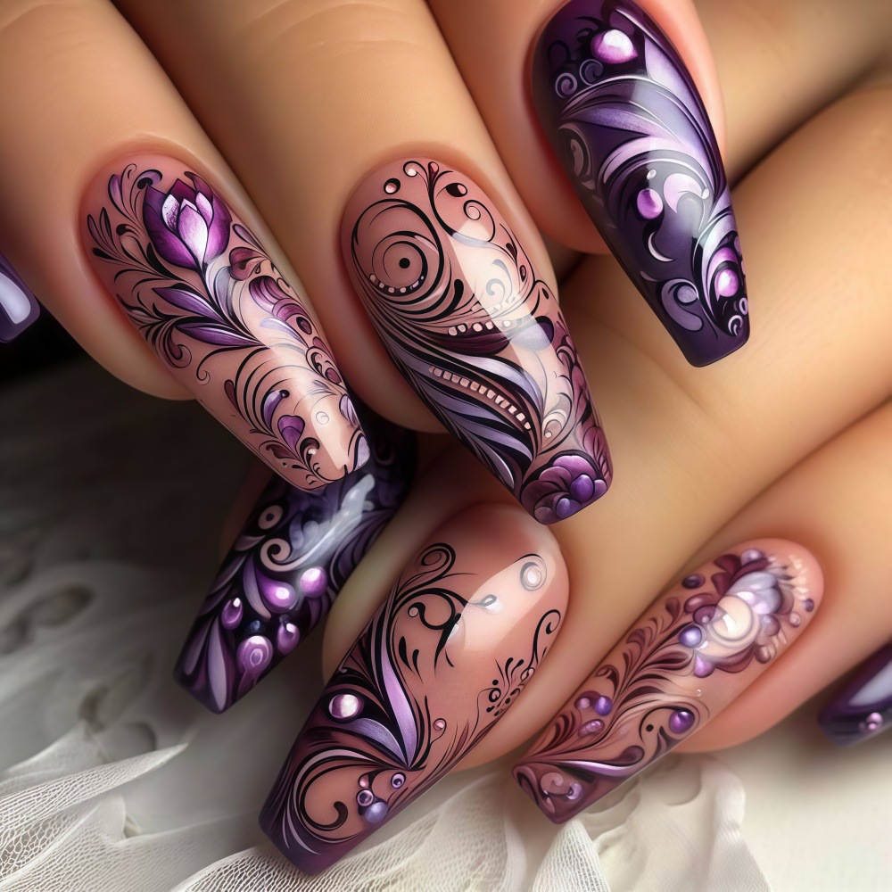 Nail Art Overlay - Средние накладные ногти для женщин и