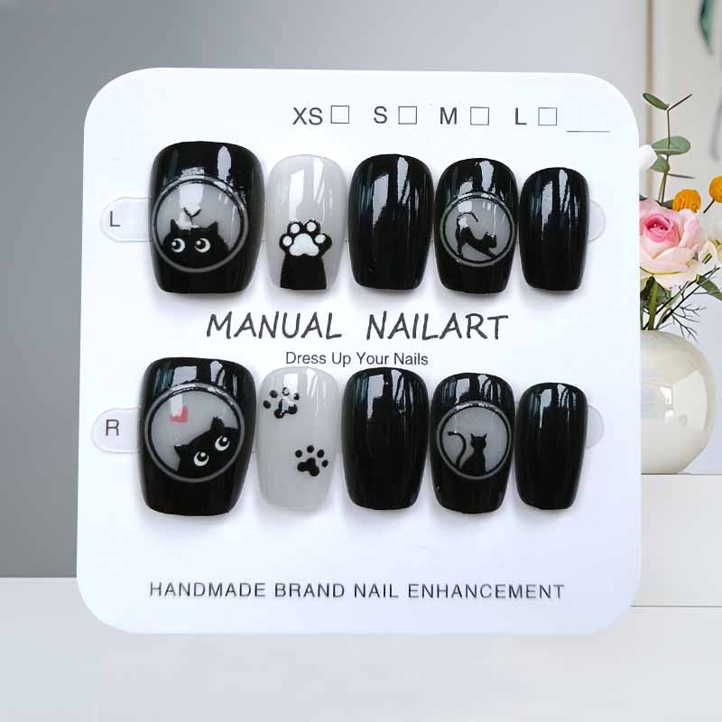 Nail Art Eye Cat - 10 шт., милый мультяшный черный кот