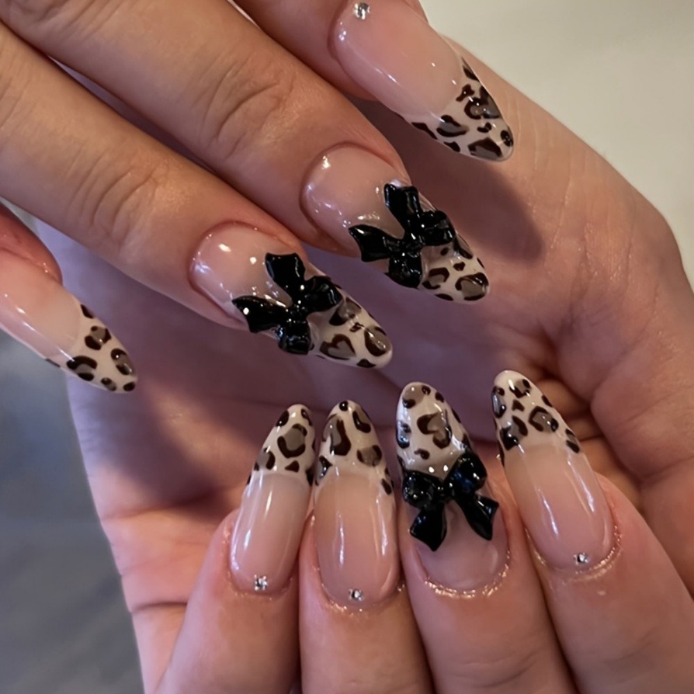 Nail Art Leopard - 24 шт. французских накладных ногтей в