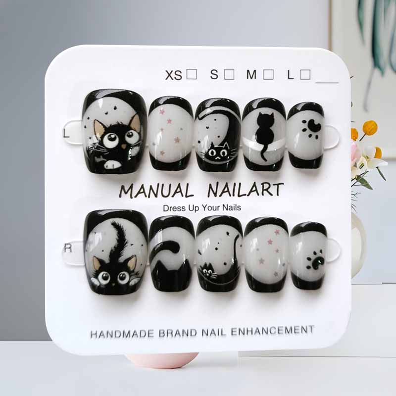 10 шт., милый мультяшный черны – обзор и цена Nail Art Eye Cat