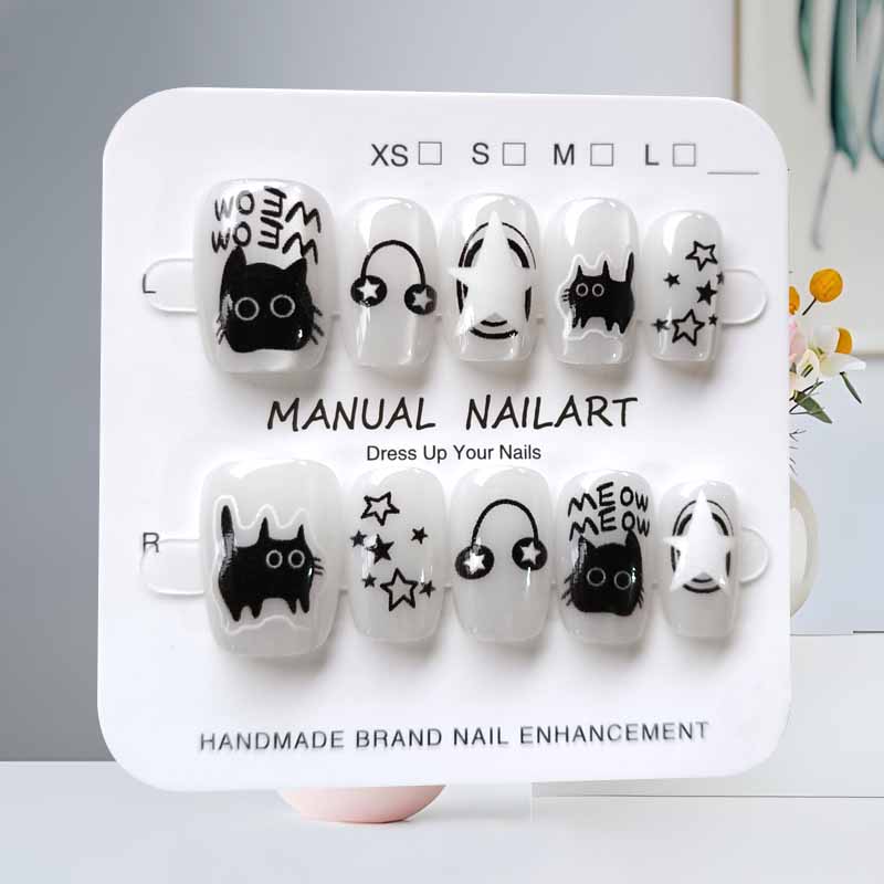 10 шт., милый мультяшный черны – обзор и цена Nail Art Eye Cat
