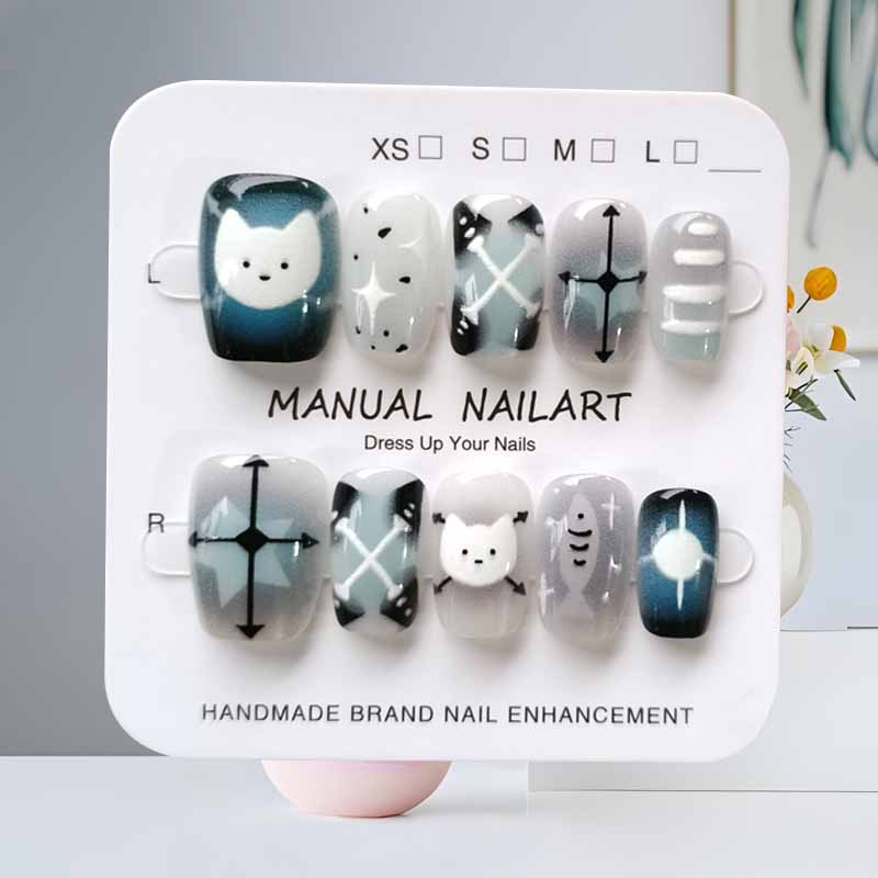 10 шт., милый мультяшный черны – обзор и цена Nail Art Eye Cat