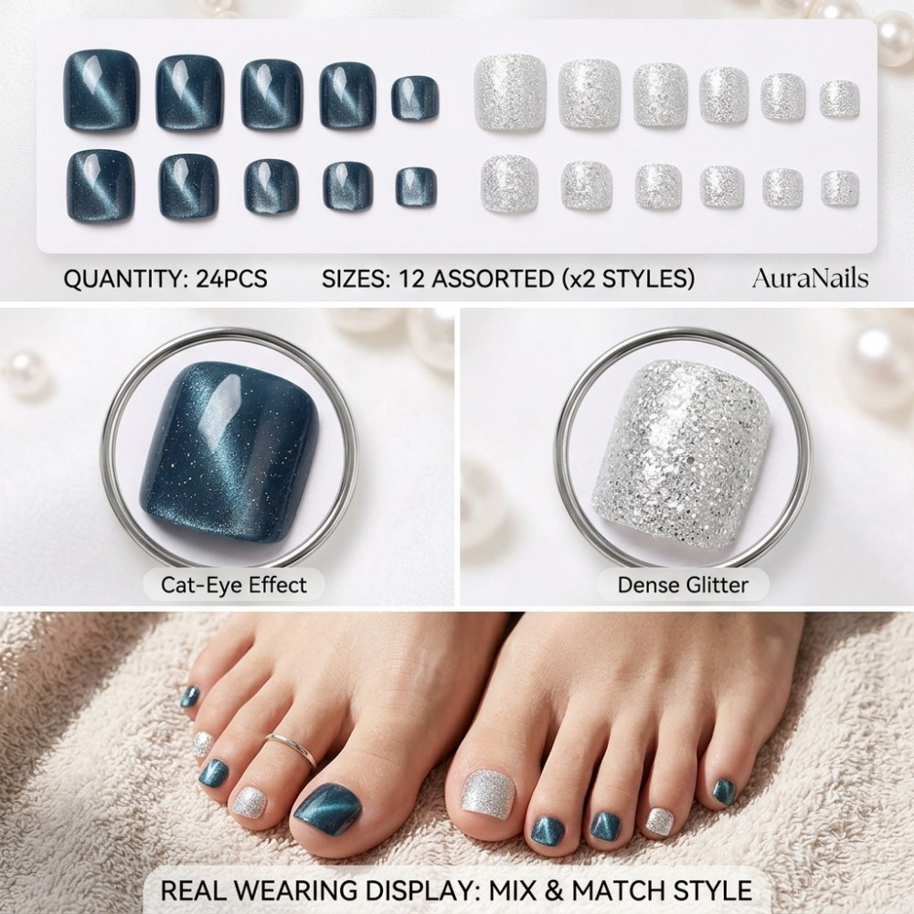 24 шт. накладных ногтей для пе – обзор и цена Nail Art Gliter