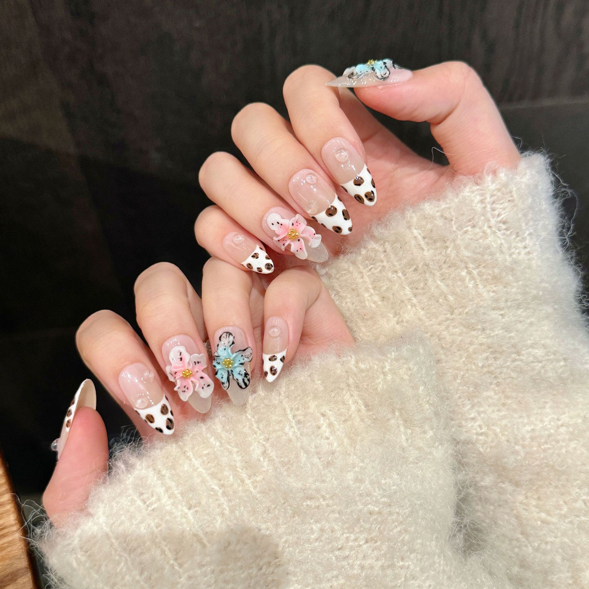 10 шт. глянцевые миндалевидные – обзор и цена Nail Art Leopard