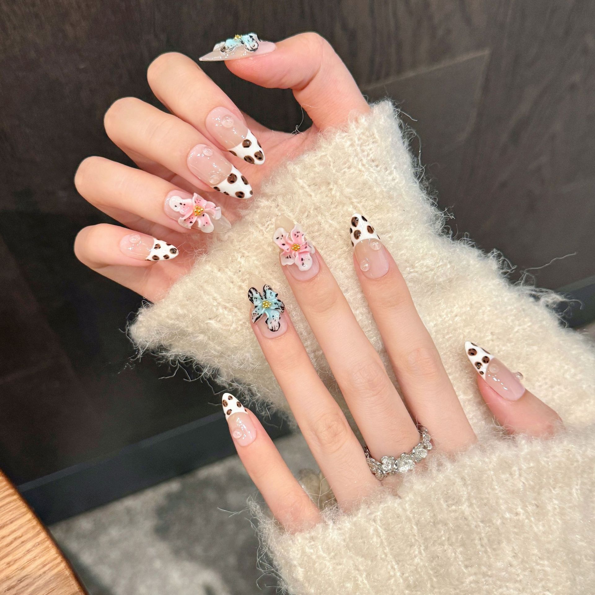 10 шт. глянцевые миндалевидные – обзор и цена Nail Art Leopard