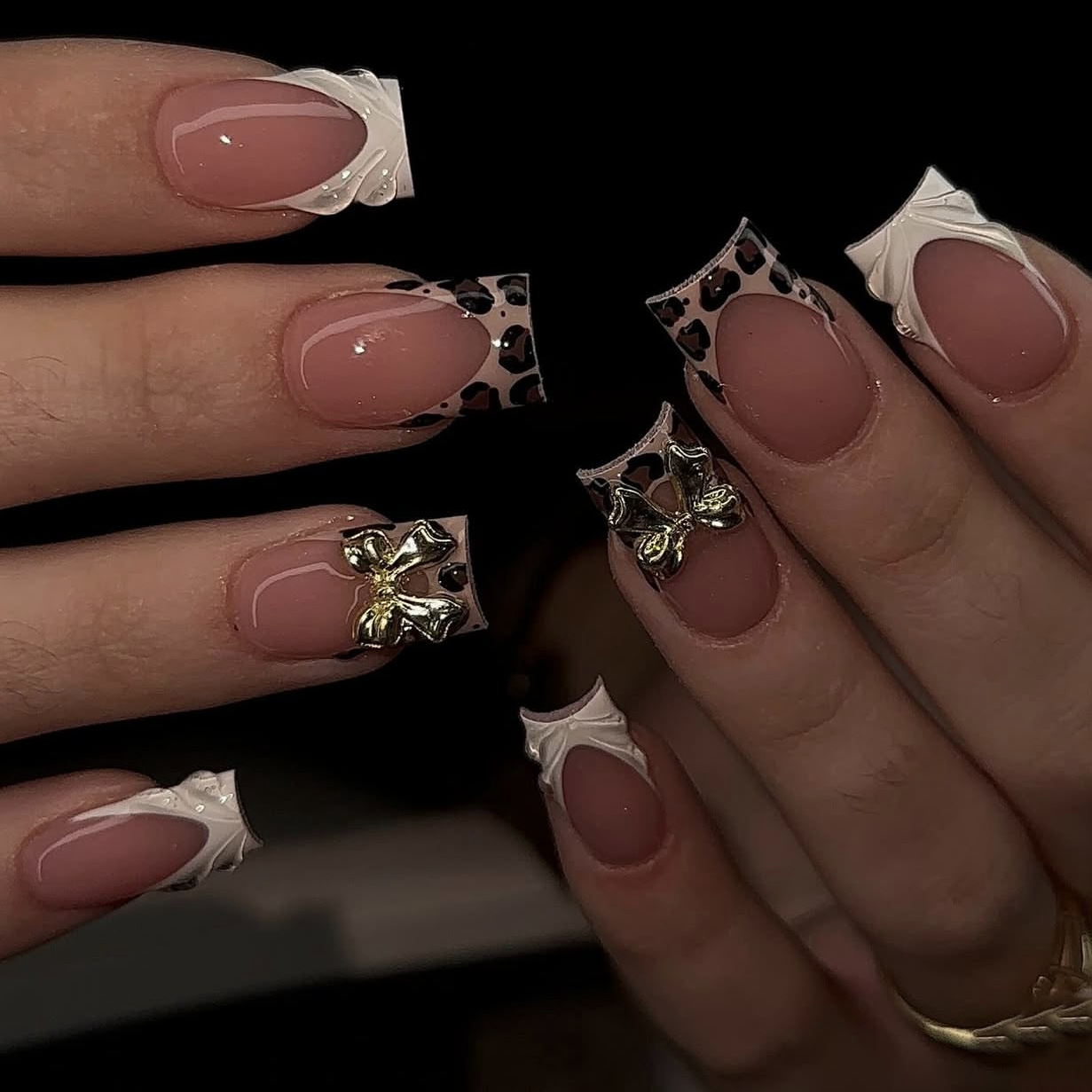 Короткие квадратные накладные  – обзор и цена Nail Art Leopard