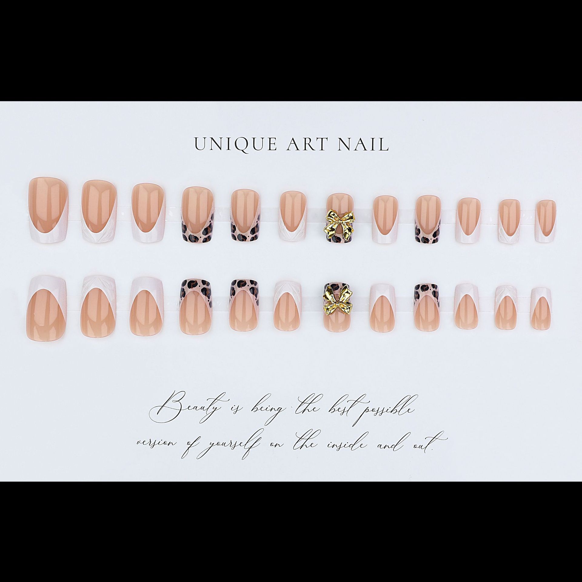 Короткие квадратные накладные  – обзор и цена Nail Art Leopard