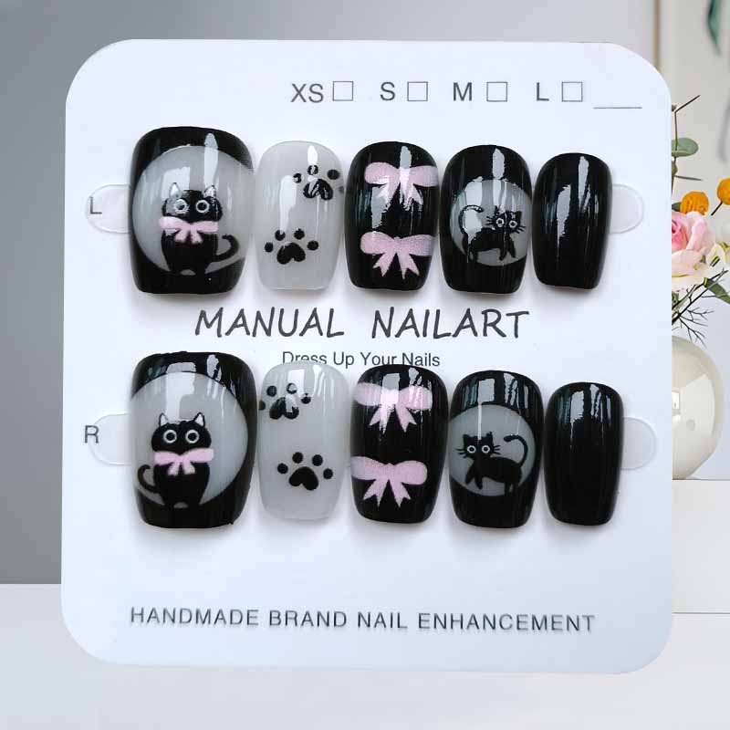 10 шт., милый мультяшный черны – обзор и цена Nail Art Eye Cat