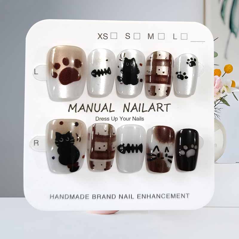 10 шт., милый мультяшный черны – обзор и цена Nail Art Eye Cat