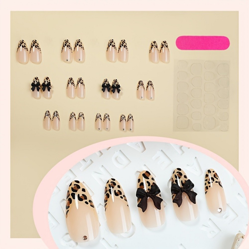 24 шт. французских накладных н – обзор и цена Nail Art Leopard